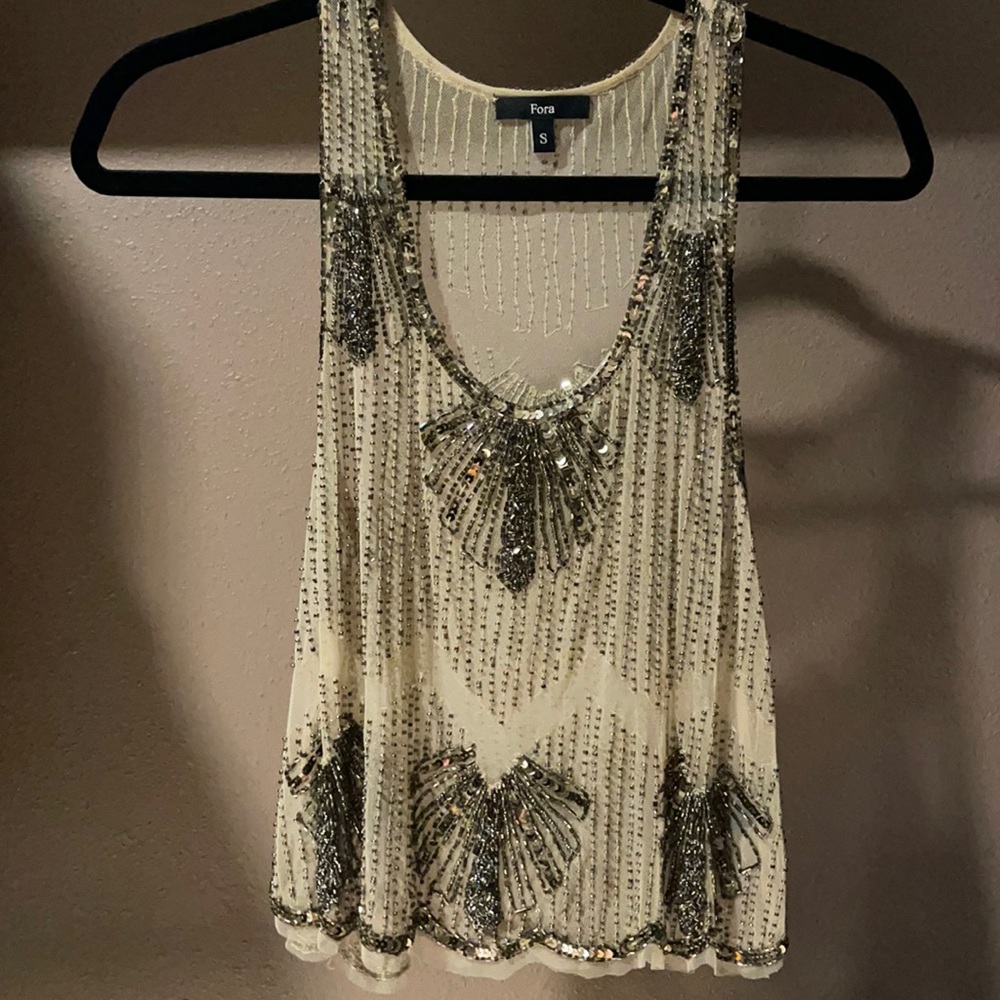 Sheer beaded top. Luxe!